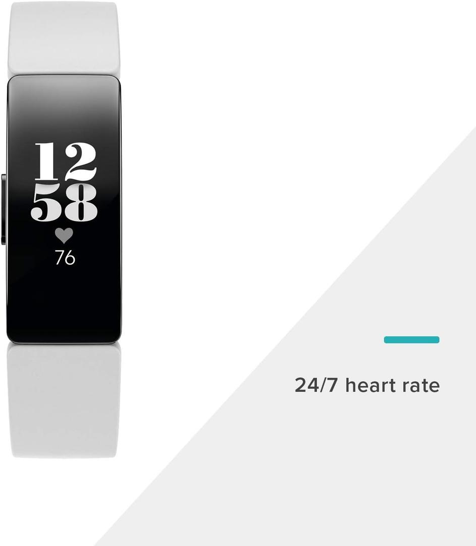 Fitbit Inspire HR Heart Rate and Fitness Tracker With S and L Bands, White, One Size, 1 Count