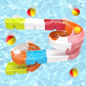 Bath Toys for Kids Ages 3-5, Bathtub Shower Toys DIY Water Slides Tracks Toddler Bath Toys with Ball, Wall Track Building Set, Fun DIY Kit Bathtub Time Birthday Gift 1 2 3 4 5 Boys Girls