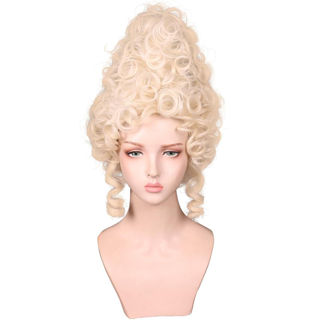 FantaLook Short Curly Updo Beehive wig Synthetic Fiber Queen Hair Funny Cosplay Wig for Women Halloween Costume (Blonde)