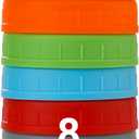AOZITA 8 Pack REGULAR Mouth Mason Jar Lids for Ball, Kerr and More - Colored Plastic Storage Caps for Mason/Canning Jars - Leak-Proof, Dishwasher Safe & Food Grade