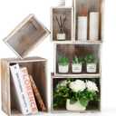 Juexica Set of 6 Farmhouse Wooden Crate Antique Wood Crates for Pantry Decor Organizer Storage Rustic Wooden Crates for Display Decorative Solid Wooden Storage Box for Book Storage Organizing