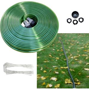 75 FT Flat Sprinkler Hose for Lawn Watering Garden Soaker Hose with Holes, Heavy Duty Lightweight No-Kink Water Hose with Stakes, Irrigation Hose, Great Fun for Kids and Dog