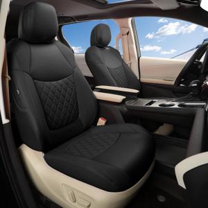 GIANT PANDA Custom Fit Sienna Car Seat Covers for Select Toyota Sienna LE, XLE 8 Passenger 2021 2022 2023 2024 2025,Three Rows,Leather,(Full Set,Black)