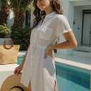 Women Swimsuit Coverup Bathing Suit Cover Ups Beach Bikini Swimwear 2025 Vacation Outfits (White, S)