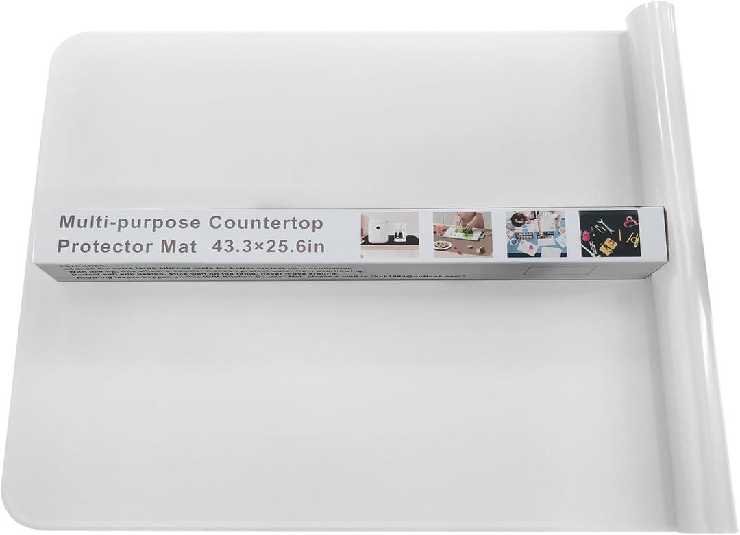 KVK 43.325.6in Silicone Mats for Kitchen Counter - Extra Large Silicone Mat Heat Resistant - Glossy Bottom Non Slip - Universal Painting Craft Resin Mat Table Countertop Protector, Transparent