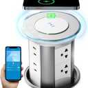 German Technology Motorized Pop Up Outlet for Countertop 15W Fast Wireless Charger, Countertop Electrical Outlet with 6 AC Outlets & 4 USB Ports (20W PD), APP Remote Control,Free 4.92 inch Hole Saw