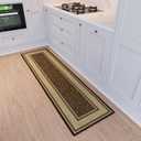Ottomanson Hallway Runner Rug 1'10" x 7' Non Slip Border Area Rugs Easy to Clean Laundry Rug Runner Durable & Pet Friendly Floor Carpet Runners for Hallways Entryway Living Room Kitchen, Brown