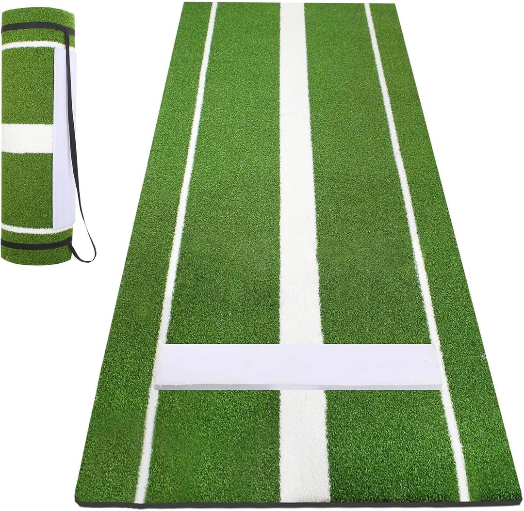 10x3 ft Softball Pitching Mat with Mound - Antifade Turf, Antislip Foam Backing - Fastpitch Equipment for Softball and Baseball Pitchers Practice-Green/Red