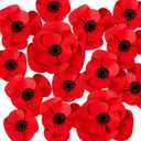 9.8 Inch 18 Set Large Red Poppy Artificial Flowers Decoration for Wall DIY Bulletin Board 3 Sizes 3D Handcrafted Paper Poppy Backdrop Decor for Veterans Day Memorial Remembrance Day Carnival