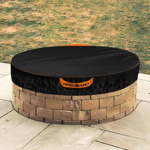 NEVERLAND Round Fire Pit Cover for In-Ground Fire Pits, 52-57 Inch Heavy Duty 600D Waterproof Outdoor Firepit Cover, Fits Built-In Stone Fire Pits, Orange