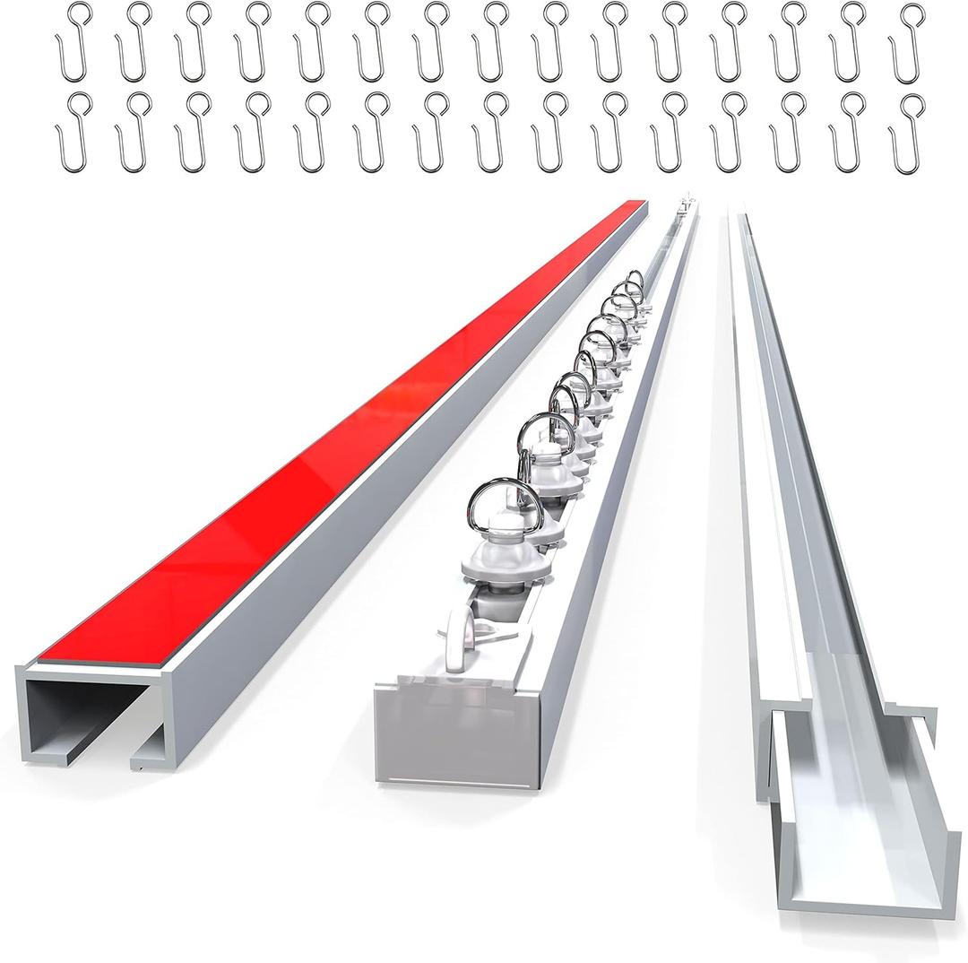 UrbanRed Self Adhesive Curtain Track (3 Meter, 9.8 ft) for Smooth Ceiling or Wall - No Drill, Screws, Ceiling Curtain Track, Curtains Rod, Ceiling Mount, Adhesive Curtains Rod (Non-Flexible)