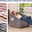 Bean Bag Chair with Memory Foam Filling- Large Stuffable Soft Giant Beanbag Reading Chair, Adults Lounge Gaming Lazy Sofa Bed for Living Room Bedroom- Grey, Stripe Fur