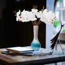 BOMAROLAN Artificial Flowers Faux Butterfly Orchid 4 Pcs Real Touch Double Branch Silk Flowers (No Vase) for Wedding Home Office Party Hotel Yard Decoration Restaurant Patio Festive Furnishing (White)