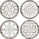 Yulejo 3 Pcs Thicken Rustic Wall Decor Farmhouse Kitchen Wall Round Art Wooden Hollow Carved Design Rustic Art for Living Room Bedroom Hallway Decor(11,8 x 11,8 Inch,Grey wood tone)