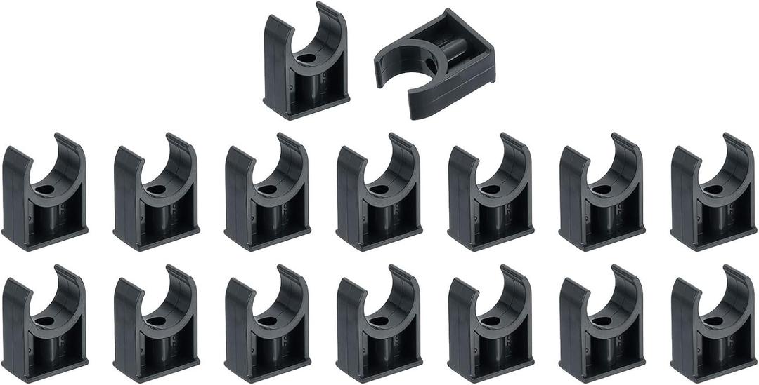 uxcell 16Pcs PVC Water Pipe Clamps Clips, U-Shaped Tubing Hose Buckles, Irrigation Tube Holder for 25mm OD for TV Trays Tubing Hose Hanger Support Tubing, Black