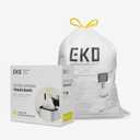 EKO Easy-Dispense Roll 80 Count Extra-Strong Drawstring Tall Kitchen Trash Bag, 8-9.5 Gallon Trash Bag (30.3L-36L) 1 Pack White, Code E