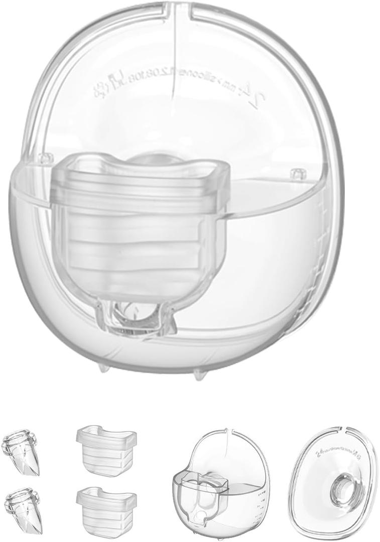 Wearable Breast Pump Accessories, Replacement Pump Parts Flange 24mm, Duckbill Valve, Silicone Diaphragm, Milk Collector Cup Compatible with MOMMED S18 S21