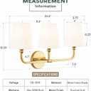 Bathroom Light Fixtures, Brushed Gold Vanity Lights with Flared White Fabric Shade, 3 Light Wall Sconce, Modern Sconces Wall Lighting for Hallway Bedroom, VL837-BG-3