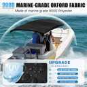 4 Bow Bimini Top Replacement Canvas with Light Hole & Storage Boot, Pontoon Bimini Top Replacement Canvas, 900D Heavy Duty Waterproof, 8'L 91"-96" W Black, No Frame