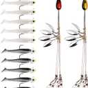Alabama Rig (A-Rig) Fishing Lures Kit 2 Rigs, 10 Jig Heads & Swimbaits, Tackle Box for Striper/Bass Fishing