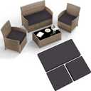 3 Pack Outdoor Patio Furniture Cushion Replacement Covers, Waterproof Loveseat Cushion Covers - 36182,18182, for 4-Seater Wicker Rattan Patio Conversation Set Loveseat Couch Furniture, Cover Only (Black)