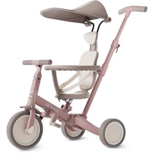 newyoo TR009 6-in-1 Tricycle for Toddlers 1-3, Toddler Bike, Birthday Gifts | Toddler Trike with Safety Bar, Canopy & Push Handle, Converts to Balance Bike, Fun Outdoor Toy for Girls, Dusty Rose