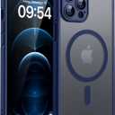 TOCOL Magnetic for iPhone 12 Pro Max Case, Upgraded Full Camera Protection, Compatible with Magsafe, Drop Protection, Translucent Matte Back Bumper Phone Cover 6.7-InchDark Blue