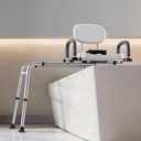 VEVOR Sliding Shower Chair, 400 lbs Tub Transfer Bench for Bathtub with Swivel Seat, Shower Bench with Pivoting Arms and Backrest, Height & Width Adjustable for Handicap, Seniors, Elderly and Disabled