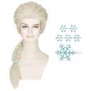 Miss U Hair Women Princess Blonde Braided Wig with Snowflake Hairpin Halloween Cosplay Costume Wig
