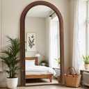 Antok Full Length Mirror 76"41" Floor Mirror Standing Tall Mirror, Arched Stand up Large Wall Mirrors, Freestanding Full Body Mirrors for Bedroom Living Room Wood Vintage Style Nature