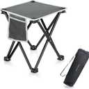 Triple Tree 1 Pack Folding Camping Stool, 13.8 Inch Small Portable Lightweight Stool with Side Pocket, Foot Stool with Carry Bag for Hiking, Fishing and Beach, Hold up to 400lbs, Grey