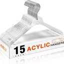 HOUSE DAY Acrylic Hangers 15 Pack, Luxury Clear Hangers for Clothes, Crystal Hanger with Non Slip Shoulder Grips, Notches, 360 Swivel Hook, for Dresses, Tops