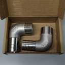 304 Stainless Steel 90 Degree Elbow 1" Hose Barb x 1" Male NPT for Air Water Fuel Home Brew Pipe Fitting, 2 pcs