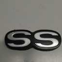 1Pc 1971 1972 Chevelle El Camino Super Sport SS Rear Bumper Emblem Letters with Hardware Replacement for SS (Silver Black)