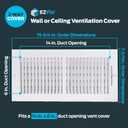 EZ-FLO 14 x 6 Inch (Duct Opening) Air Vent Cover for Wall or Ceiling, Two-Way Ventilation Register, Solid Steel HVAC Register Cover, White, 61613