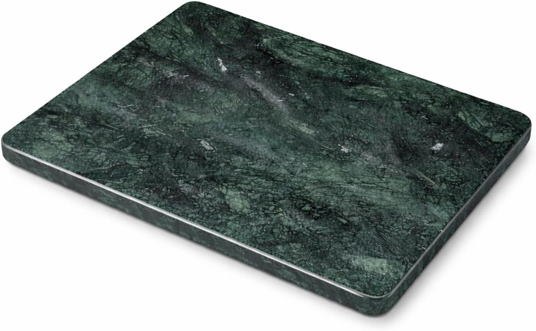 Home Basics Multi-Purpose Pastry Marble Tray Cutting Board Slab With Non-Slip Feet For Stability & Scratch Protection For Countertop. Easy To Clean,Trivet, Green (8Inches x 12Inches)