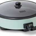 Dash Family Size Electric Skillet with 14 inch Nonstick Surface + Recipe Book for Pizza, Burgers, Cookies, Fajitas, Breakfast & More, 20 Cup Capacity, 1400-Watt - Aqua