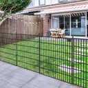Toolterritary 5 Panels No Dig Garden Fence with Gate, 32 in(H) X12.1 ft(L) Metal Fence Panels, Thickened Rustproof Garden Fencing, Animal Barrier for Dogs, Rabbits, and Patio
