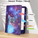 Case for 7"/6.8" Kindle Paperwhite (12th/11th Gen, 2024/2021), Kindle Colorsoft Signature Edition Case, PU Leather Foldable Stand Cover with Hand Strap & Auto Wake/Sleep, Space Cat