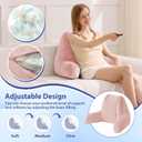 Back Pillow for Bed Sitting Up, Reading Pillows for Beds, Bed Pillow for Sitting up, Backrest Pillows with Arms for Adult, Filled with Shredded Memory Foam for Beds, Couch, Floor, Pink, X-large