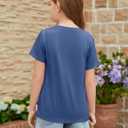 ZDC Girls Short Sleeve Shirts Crewneck T Shirts Kids Summer Tops Basic Tees 5-14 Years (Blue)
