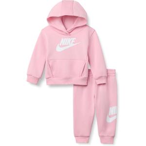 Nike Baby Sportswear Club Fleece Pullover Hoodie and Joggers 2-Piece Outfit Set (Large Swoosh Logo) (Medium Soft Pink)