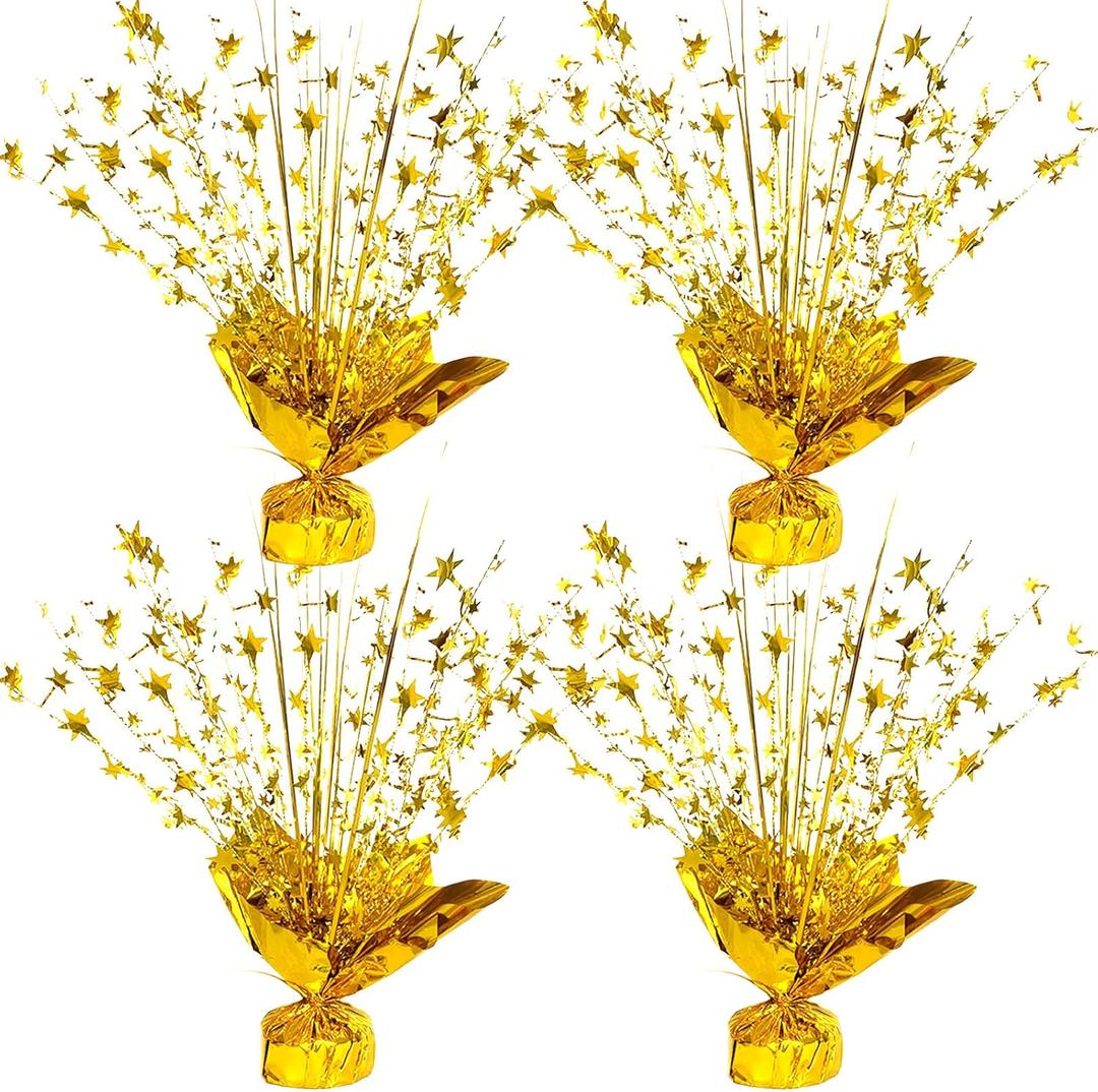 ALISSAR Glitter Gold Star Centerpieces-Table Decorations for Home Decor Birthday Wedding Anniversary Decor (4, Gold)