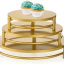 Yarlung 3 Pack Gold Cake Stands, 8/10/12 Inch Metal Cupcake Display Stands Dessert Trays, Table Decoration Cookies Serving Plates for Wedding, Birthday, Party, 3 Sizes