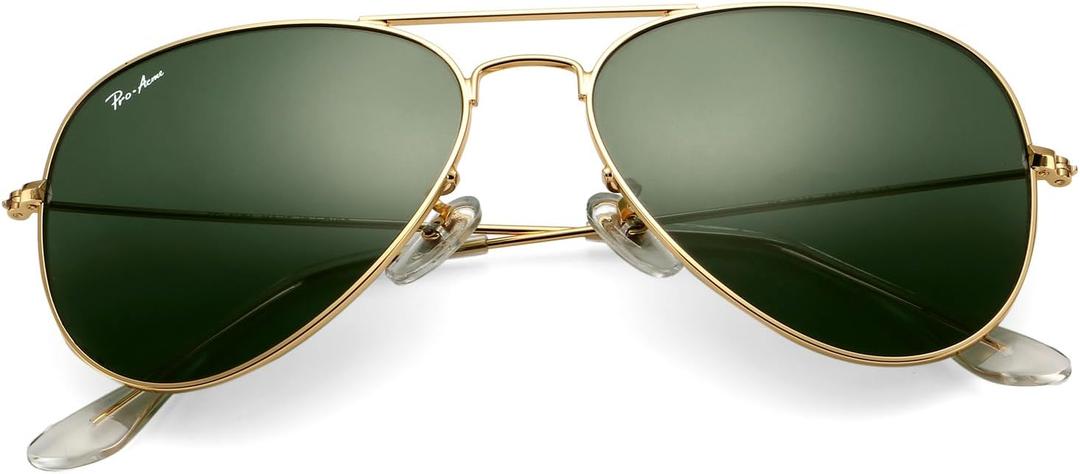 Pro Acme Classic Aviator Sunglasses for Women & Men Glass Lens Metal Frame UV400 Driver Sunglasses