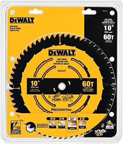 DEWALT 10-Inch Miter / Table Saw Blade, ATB, Crosscutting, 5/8-Inch Arbor, Tough Coat, 60-Tooth (DW3215PT)