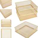 Annova Mesh Stackable Drawer Cabinet and Shelf Organizer Bins Storage Basket School Office Supply Holder Tray- Set of 2 (Gold, 6x6x2 Inch)