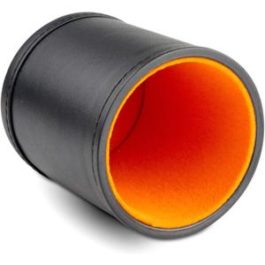 Leather Dice Cup for Board Games, Orange Felt Lining