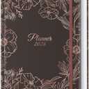 2026 Planner, 12 Month Weekly and Monthly Calendar 2026, Hardcover Daily Agenda Planners from Jan. to Dec, Habit Tracker Journal with Ribbon Bookmark 5.75" x 8.4"(Gold Flower)