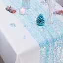 Light Baby Blue Sequin Table Runner 1 Piece 10 Ft (17x120 Inch) - for Dessert Table or Multiple Kids Tables Iridescent Runner for Frozen Mermaid Princess Unicorn Ocean Birthday Party Decor